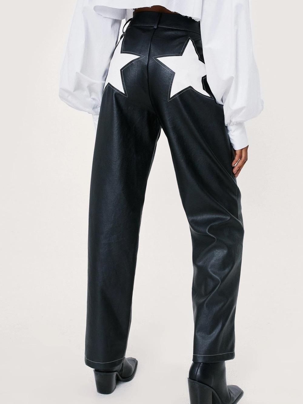 Nasty Gal Faux Leather Bum‎ Star Pants Size 6 Moto Fall Festival Bikercore